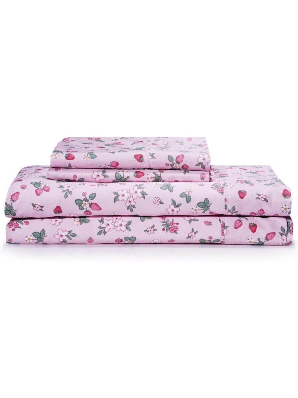 100% Cotton Pink Floral Full Sheet Set - 4 Piece Percale, Deep Pocket, Cooling